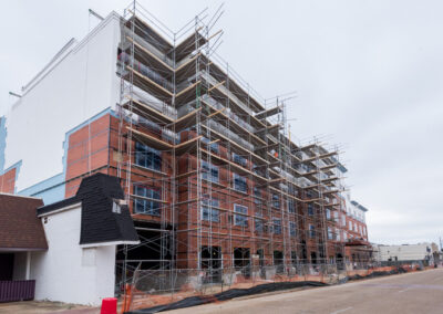 A large commercial construction site at Cotton House, with electrical work being done by Robinson Electric.