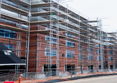 A large commercial construction site at Cotton House, with electrical work being done by Robinson Electric.