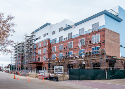 A large commercial construction site at Cotton House, with electrical work being done by Robinson Electric.