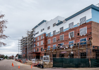 A large commercial construction site at Cotton House, with electrical work being done by Robinson Electric.