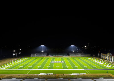 The DSU football field is lit up at night