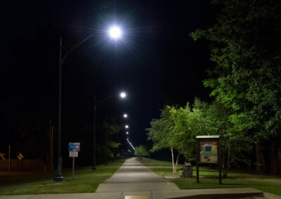 Sidewalks of campus are illuminated by Robinson Electric lighting