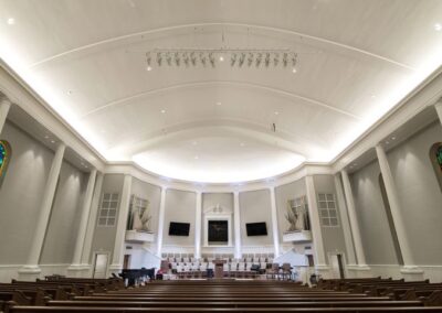 North Greenwood Baptist's sanctuary with lighting by Robinson Electric