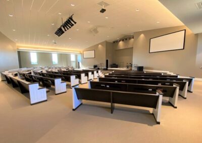 The Greenwood Church of God sanctuary features lighting by Robinson Electric