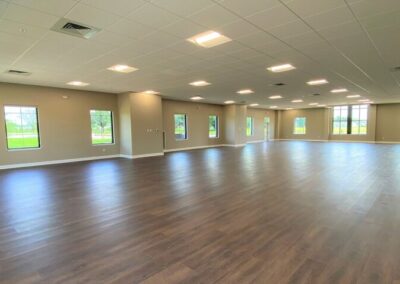 The Greenwood Church of God lobby features lighting by Robinson Electric