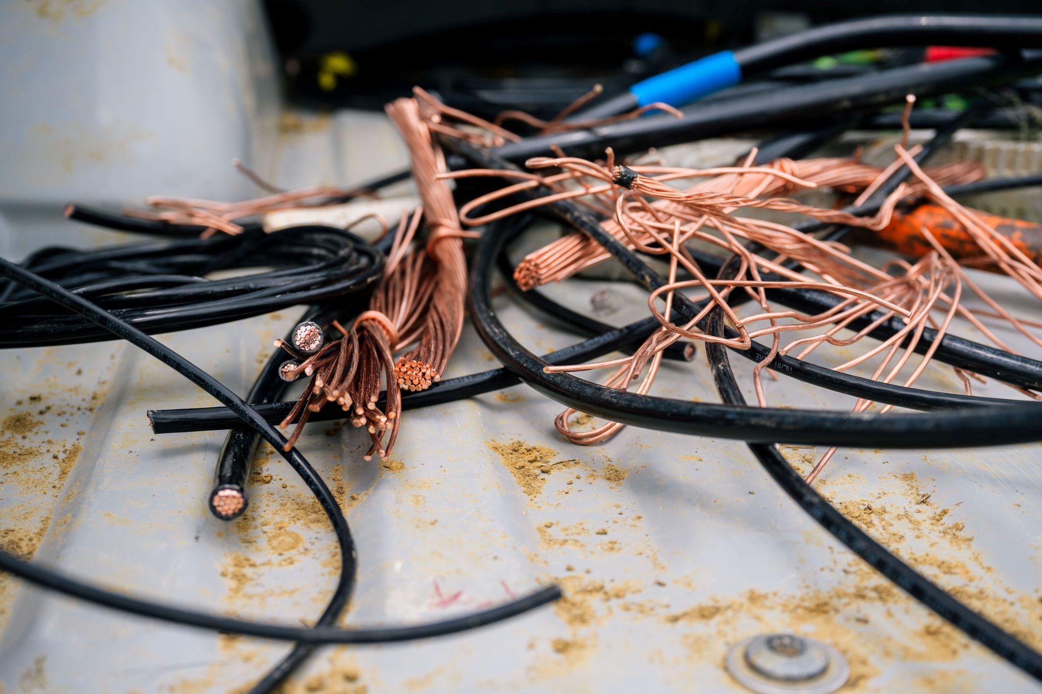 A Robinson Electric employee takes stock in a large warehouse