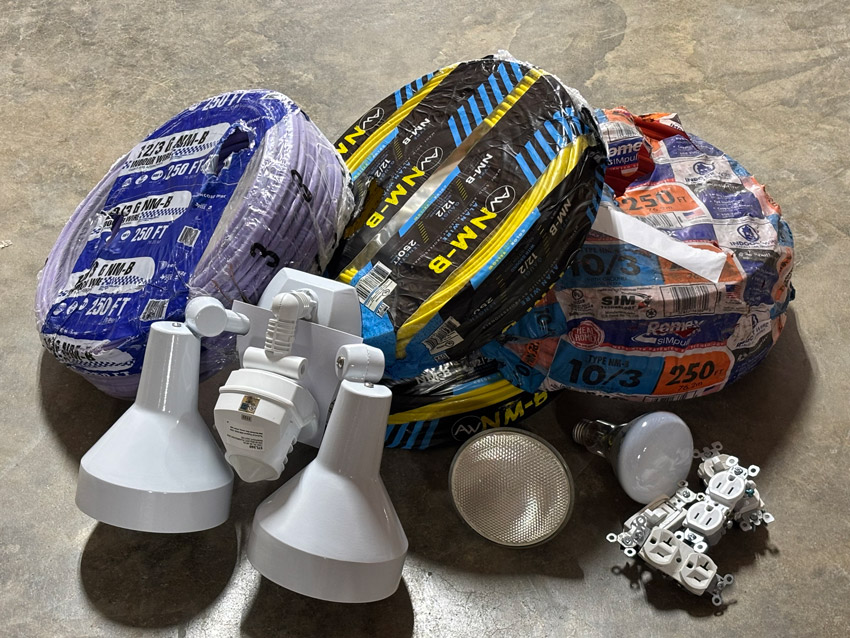 A few bundles of wires and lightbulbs for a home.